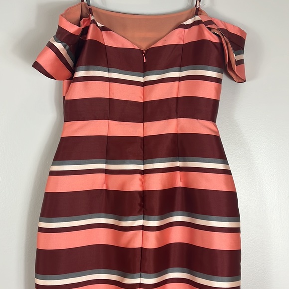 ASOS Pink, Dark Mauve, White & Grey Striped Ruffle Dress - Picture 10 of 16